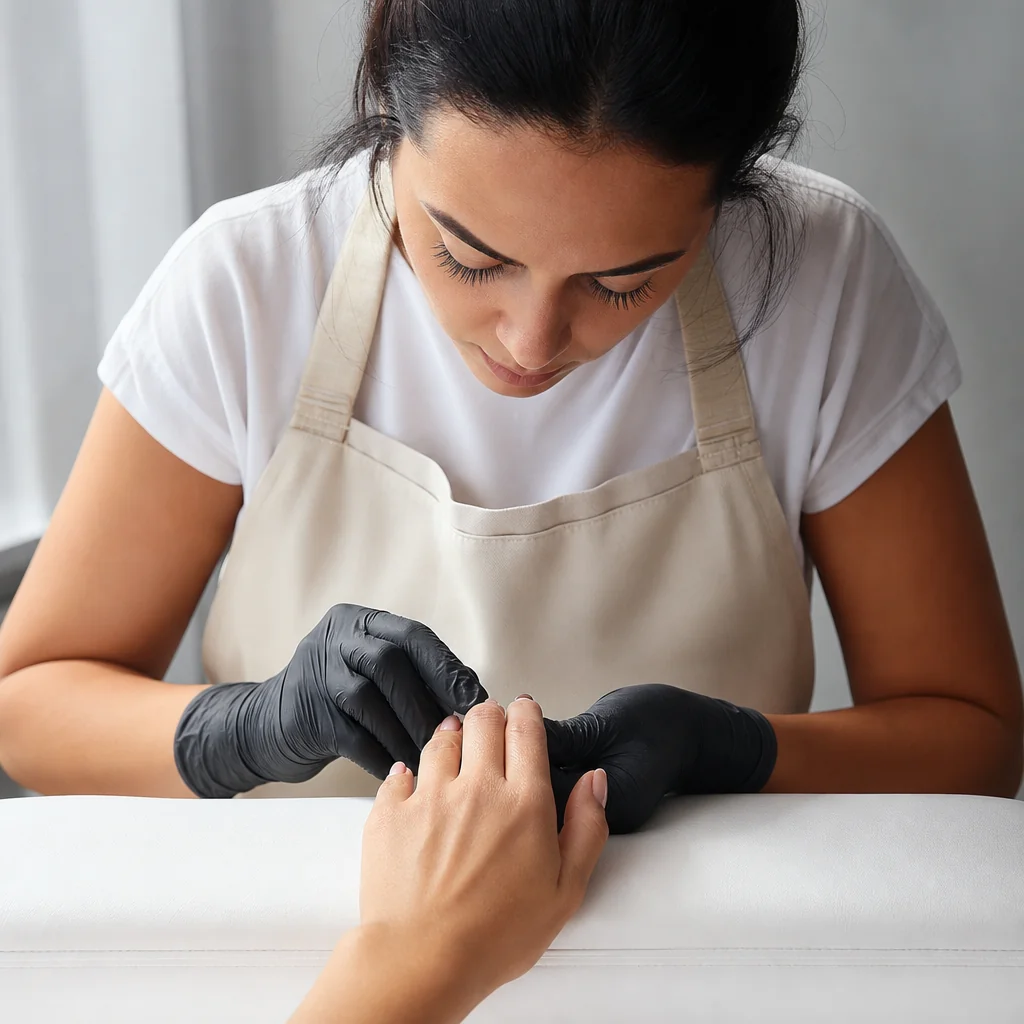 Professional nail artist providing nail extension service at home in Greater Noida
